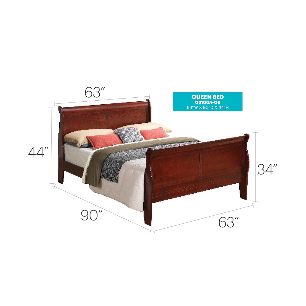 Glory Furniture Louis Phillipe Queen Bed in Cherry Color. Picture 7