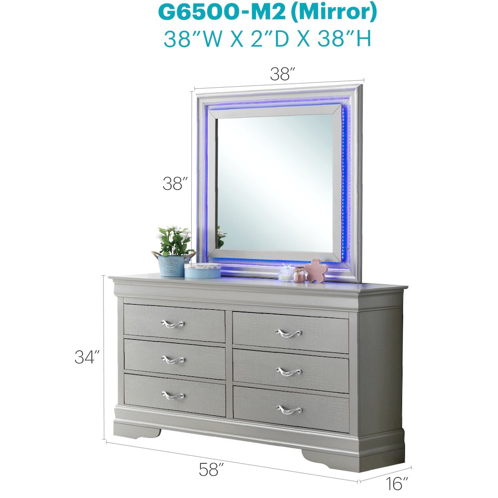 Glory Furniture Lorana Mirror in Champagne Color. Picture 6