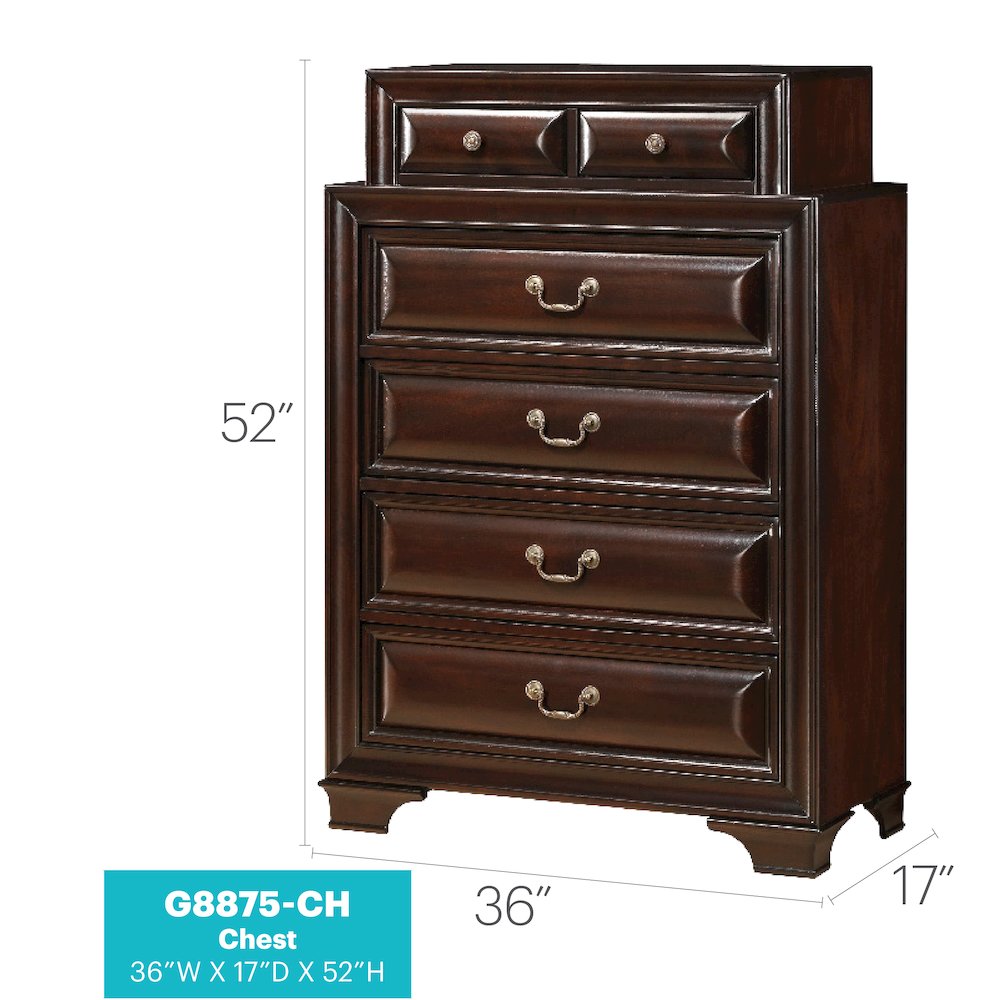 Glory Furniture LaVita Chest in Cappuccino Color. Picture 8