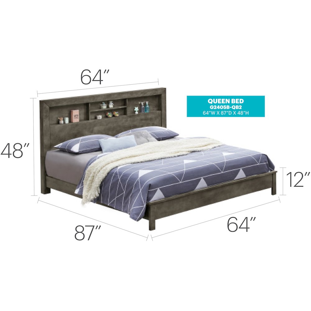 Glory Furniture Burlington Queen Bed in Gray Color. Picture 7