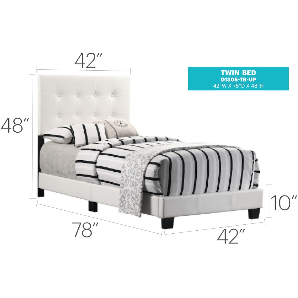 Glory Furniture Caldwell Twin Bed in White Color. Picture 8