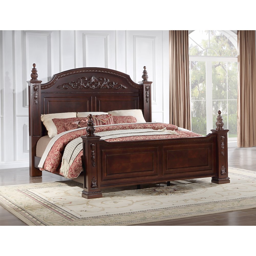 Glory Furniture Lyndon Full Bed in Classic Cherry Color. Picture 4