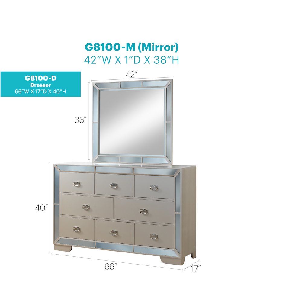 Glory Furniture Hollywood Hills Dresser in Pearl Color. Picture 8