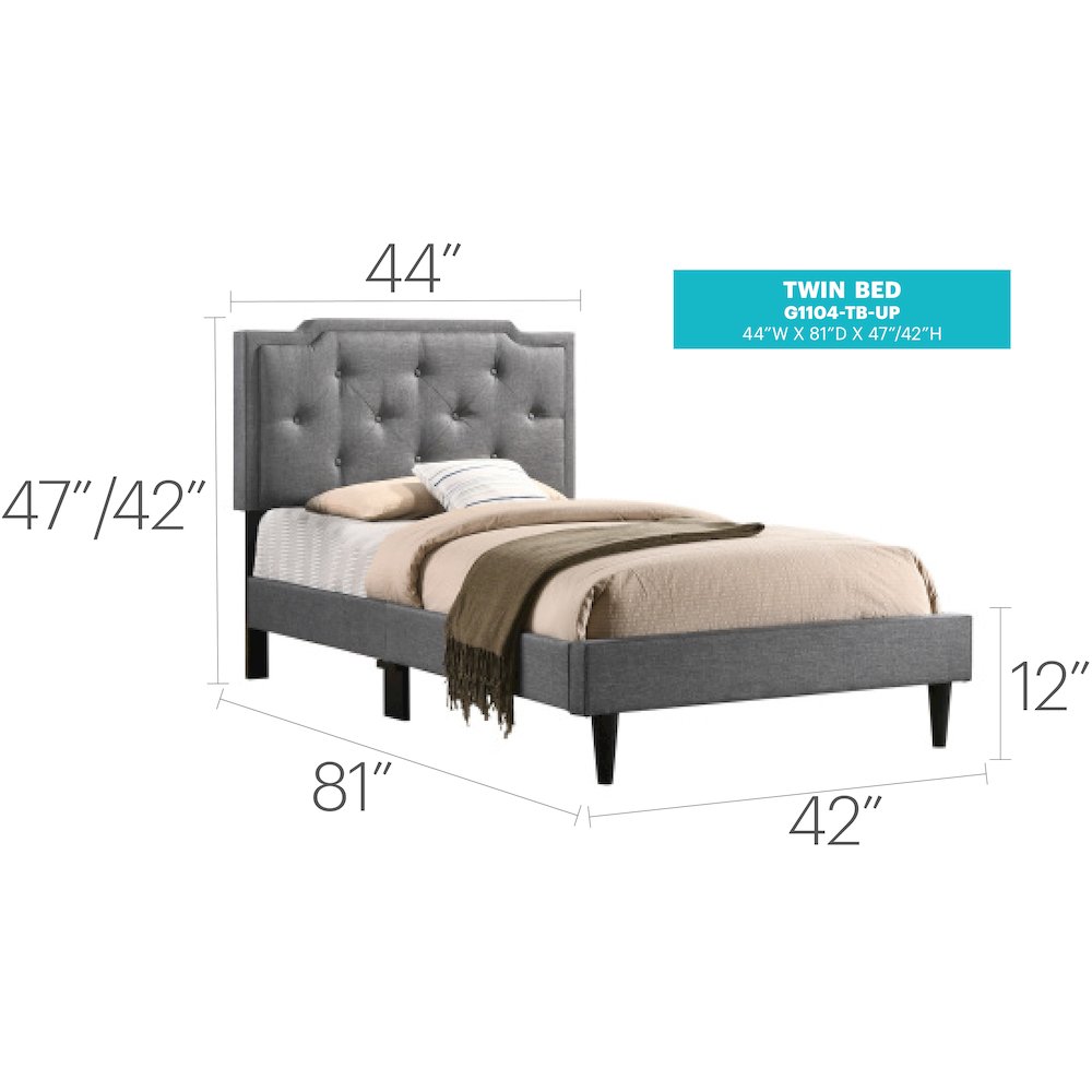 Glory Furniture Deb Twin Bed in Gray Color. Picture 8