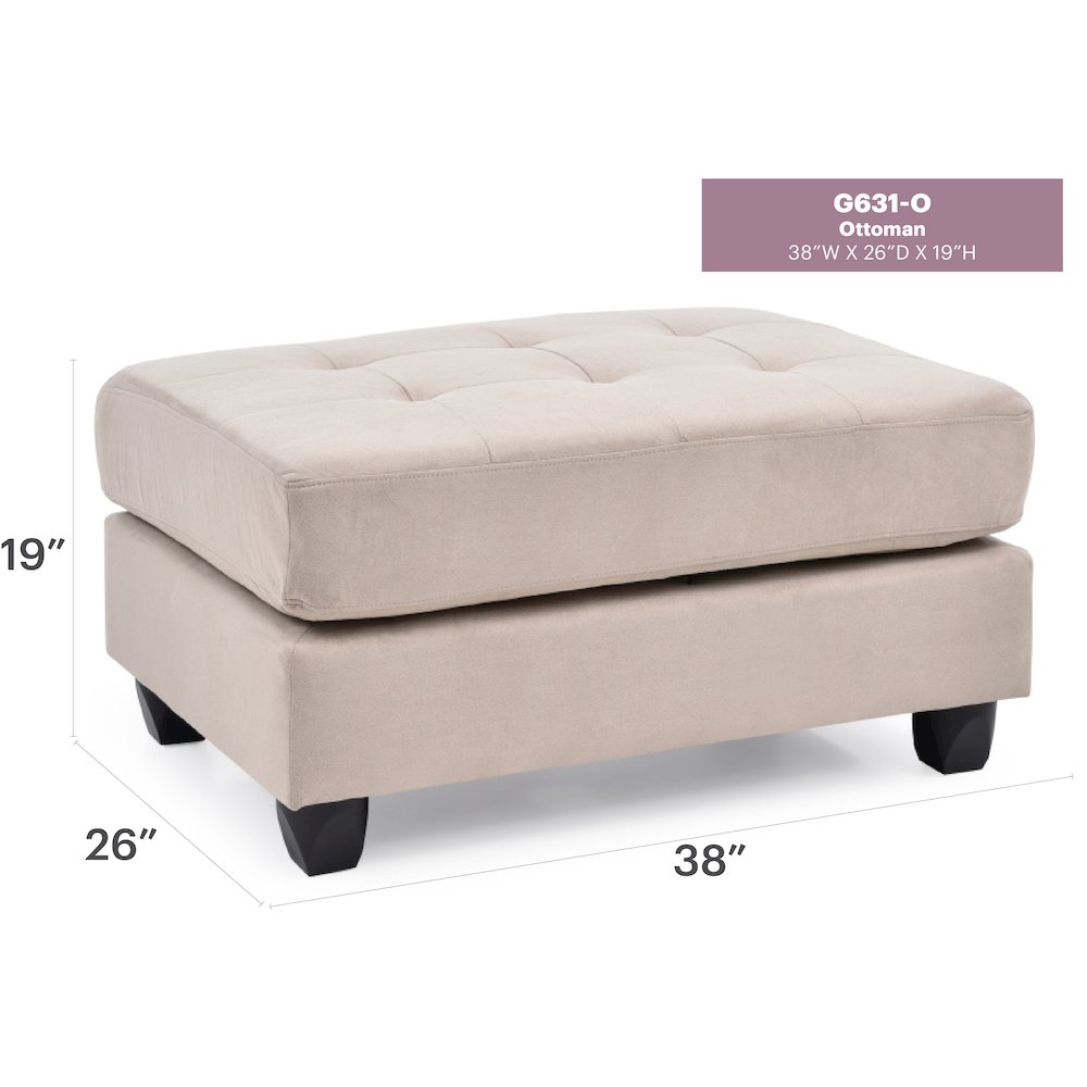 Glory Furniture Malone Ottoman in Vanilla Color. Picture 6