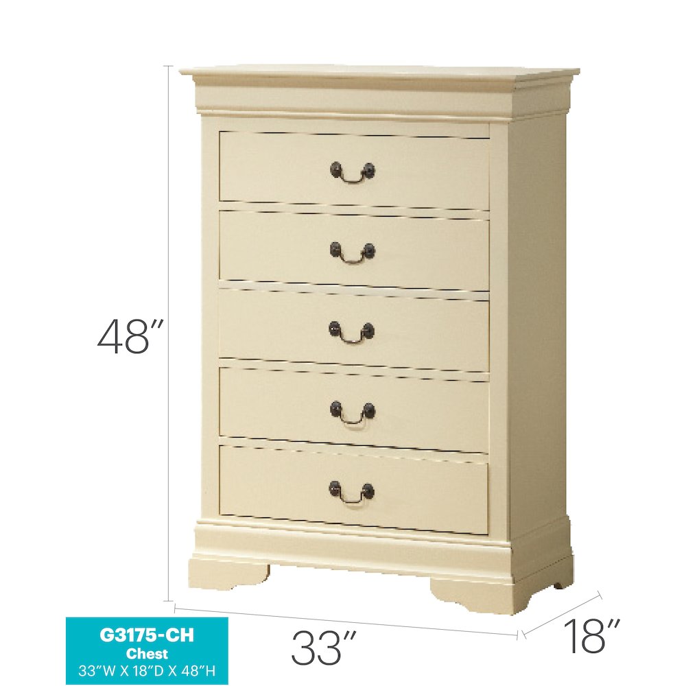 Glory Furniture Louis Phillipe Chest in Beige Color. Picture 8