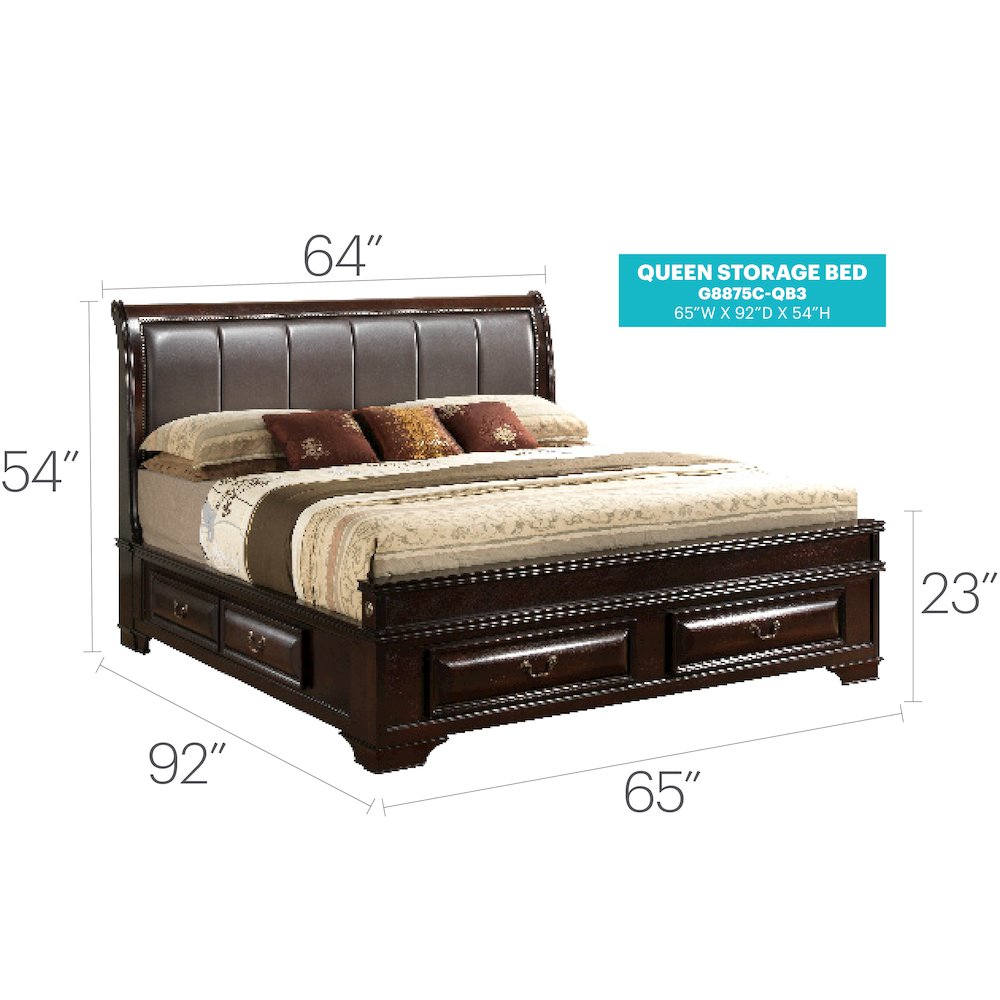 Glory Furniture LaVita Queen Storage Bed in Cappuccino Color. Picture 7