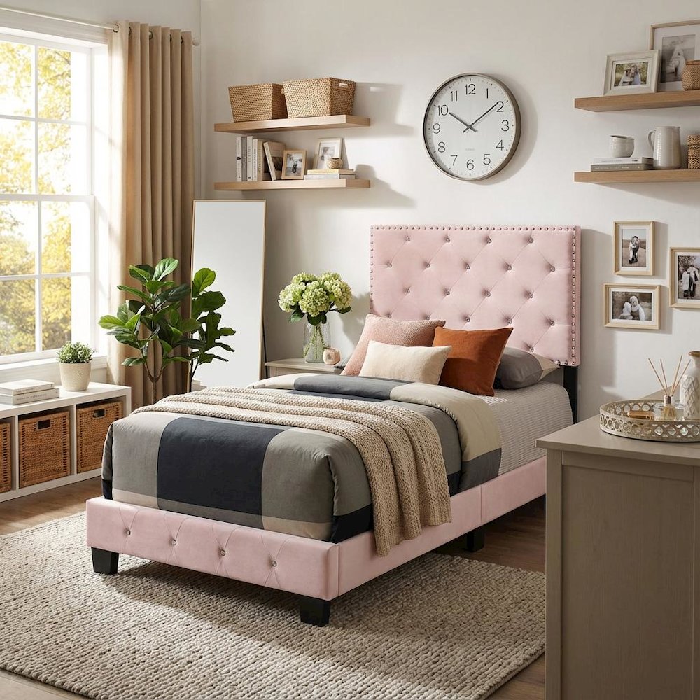 Glory Furniture Suffolk Twin Bed in Pink Color. Picture 9