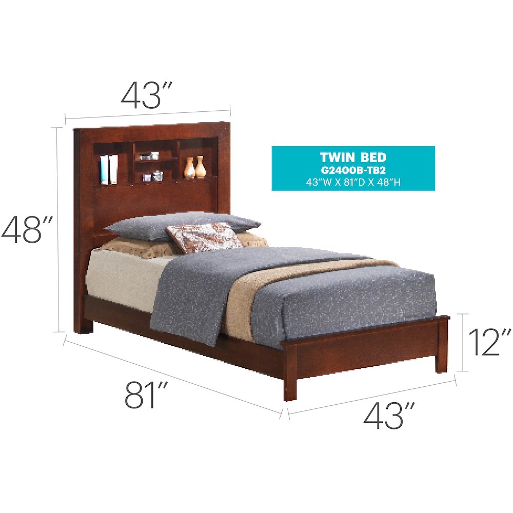 Glory Furniture Burlington Twin Bed in Cherry Color. Picture 7