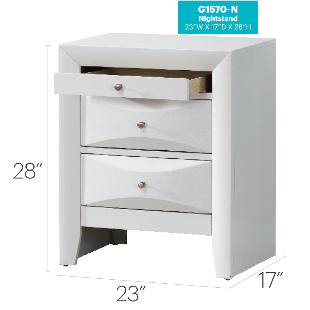 Glory Furniture Marilla Night Stand in White Color. Picture 8