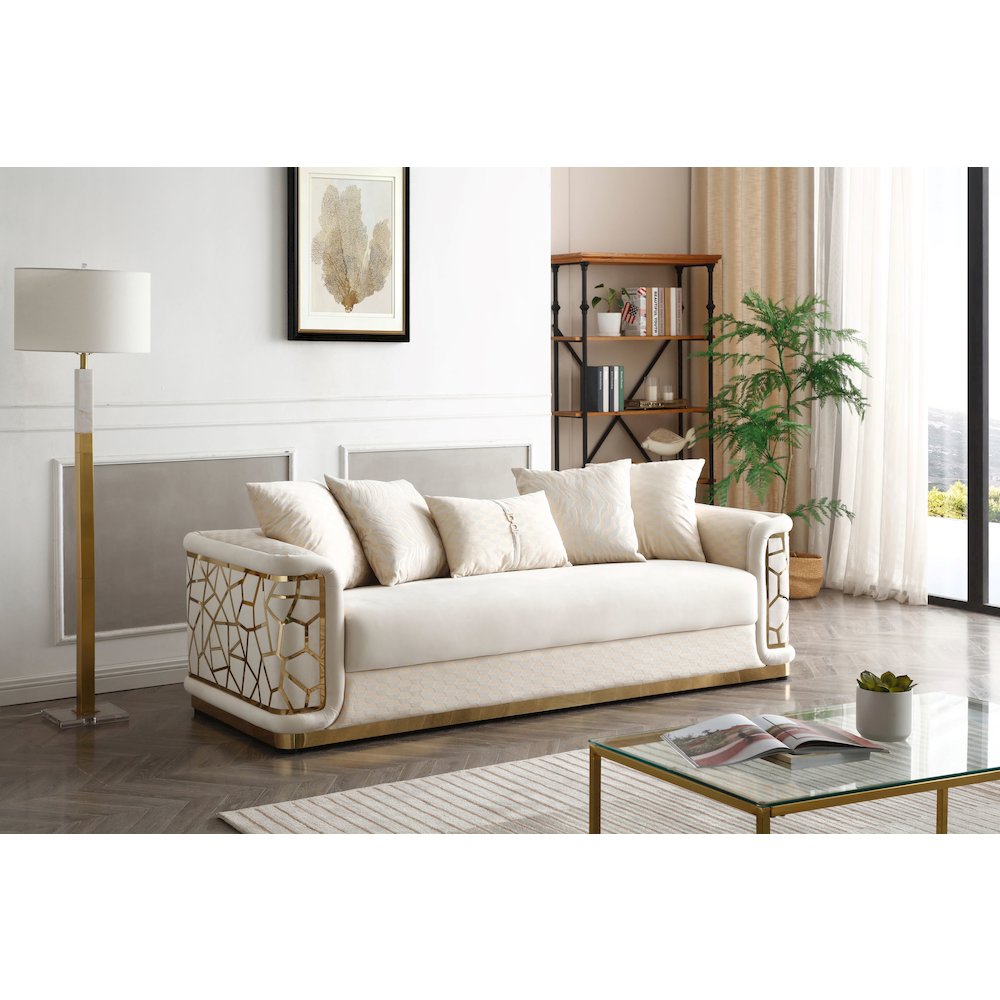 Glory Furniture Talia Sofa in Ivory Color. Picture 8