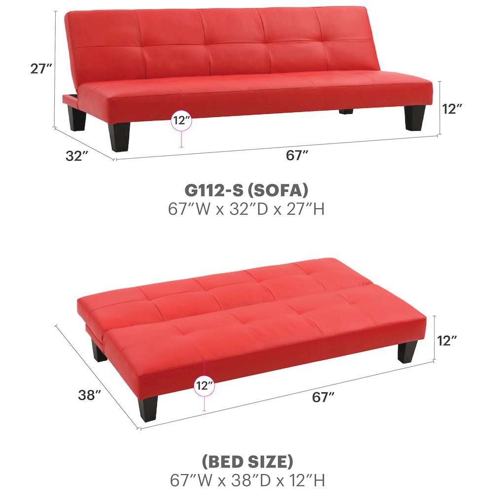 Glory Furniture Alan Sofa Bed in Red Color. Picture 6