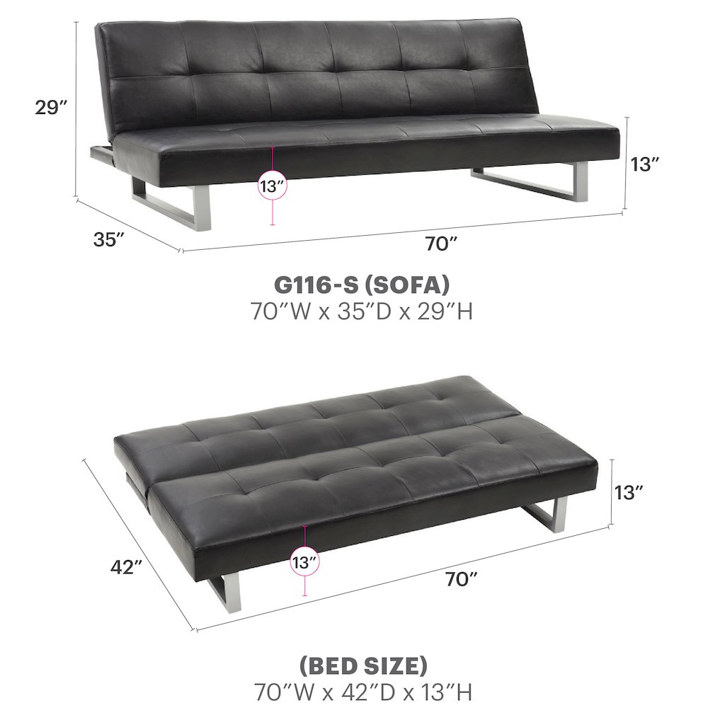 Glory Furniture Chroma Sofa Bed in Black Color. Picture 7