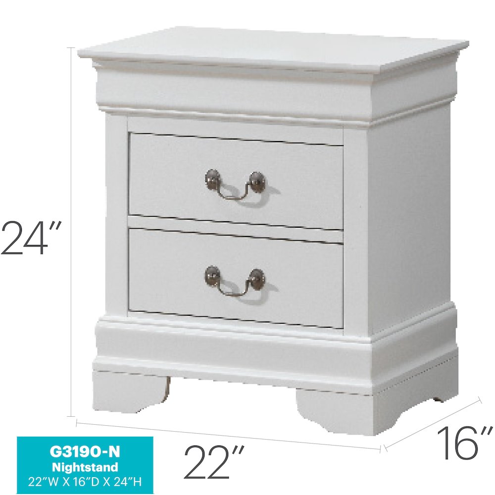 Glory Furniture Louis Phillipe Night Stand in White Color. Picture 8