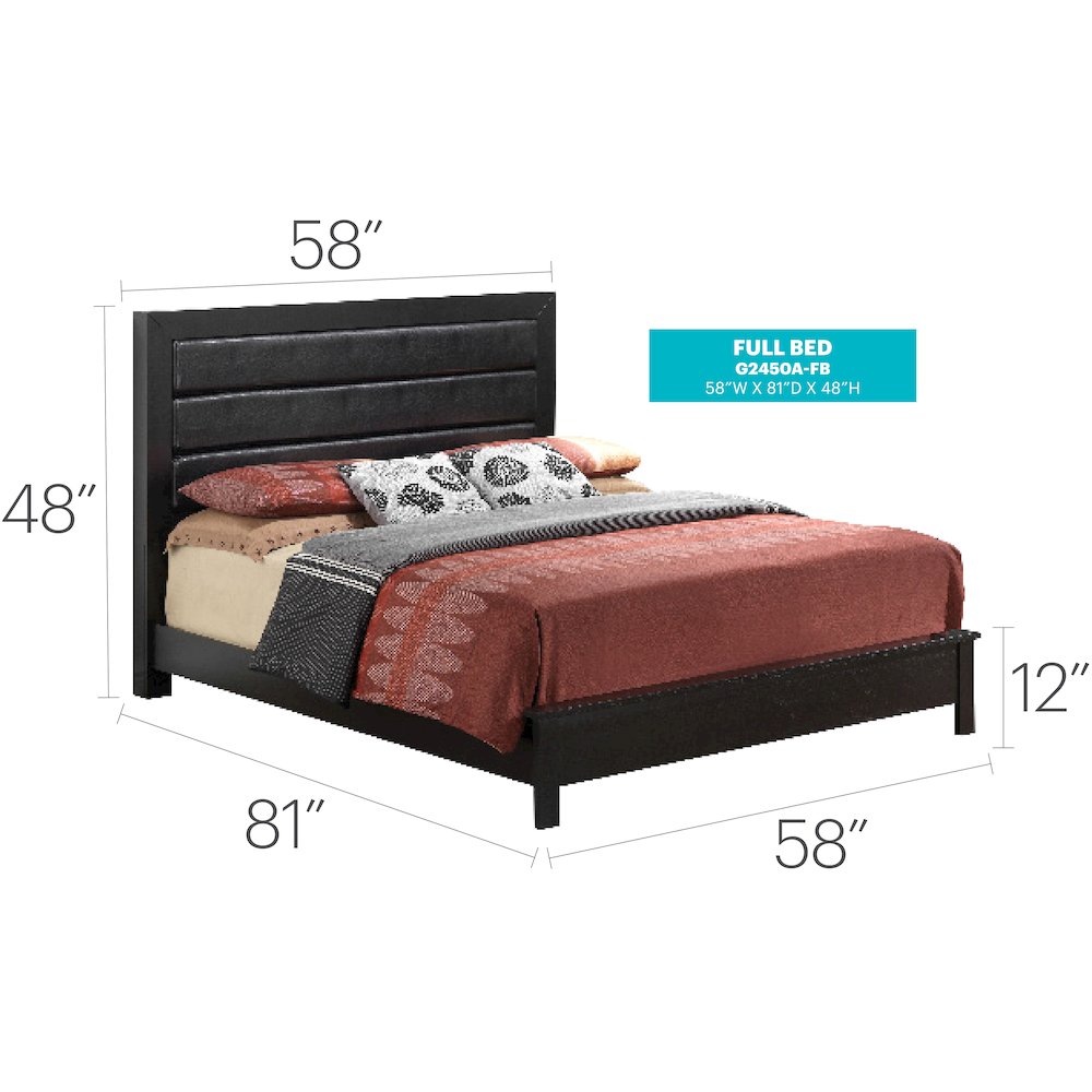 Glory Furniture Burlington Full Bed in Black Color. Picture 3