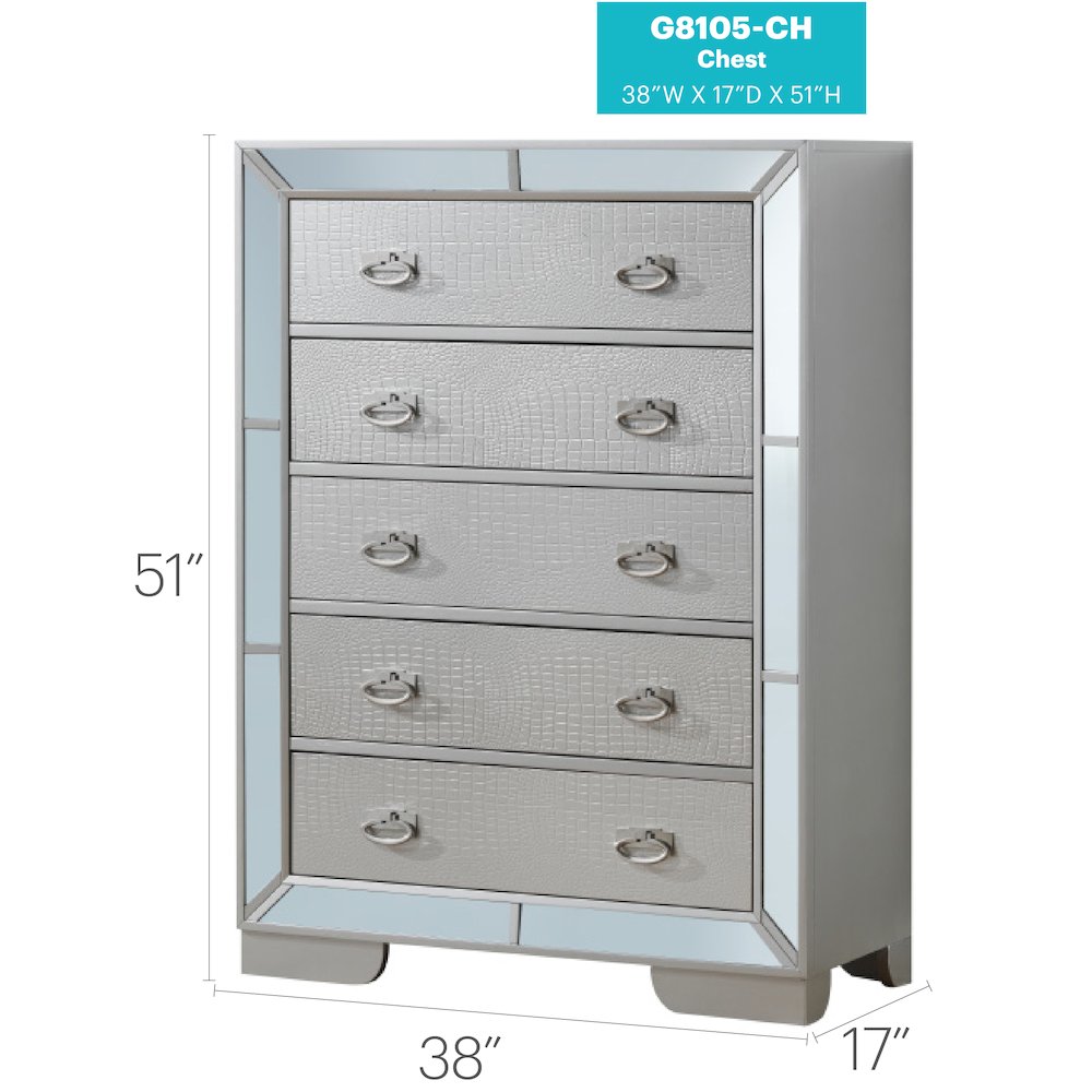 Glory Furniture Hollywood Hills Chest in Champagne Color. Picture 7
