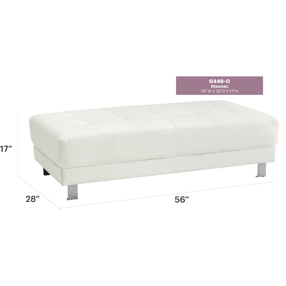 Glory Furniture Riveredge Ottoman in White Color. Picture 7