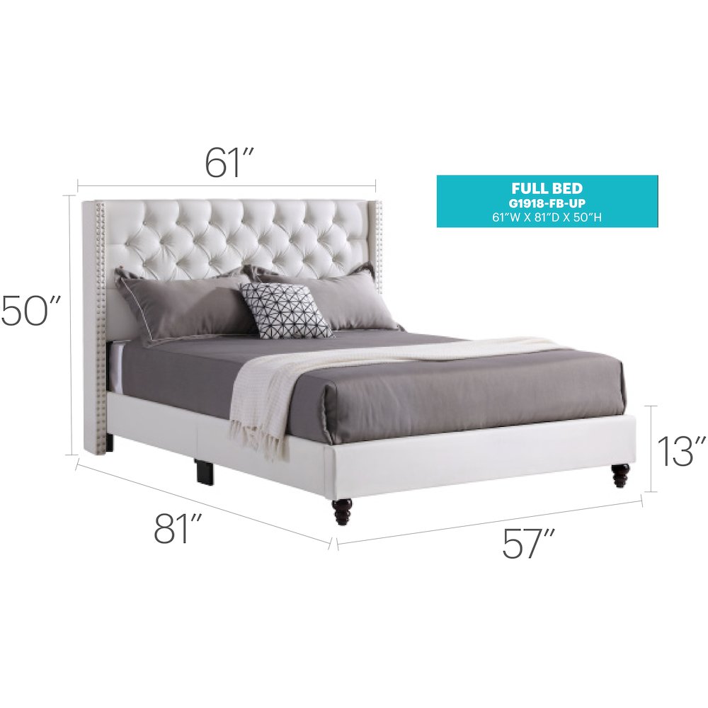 Glory Furniture Julie Full Bed in White Color. Picture 17