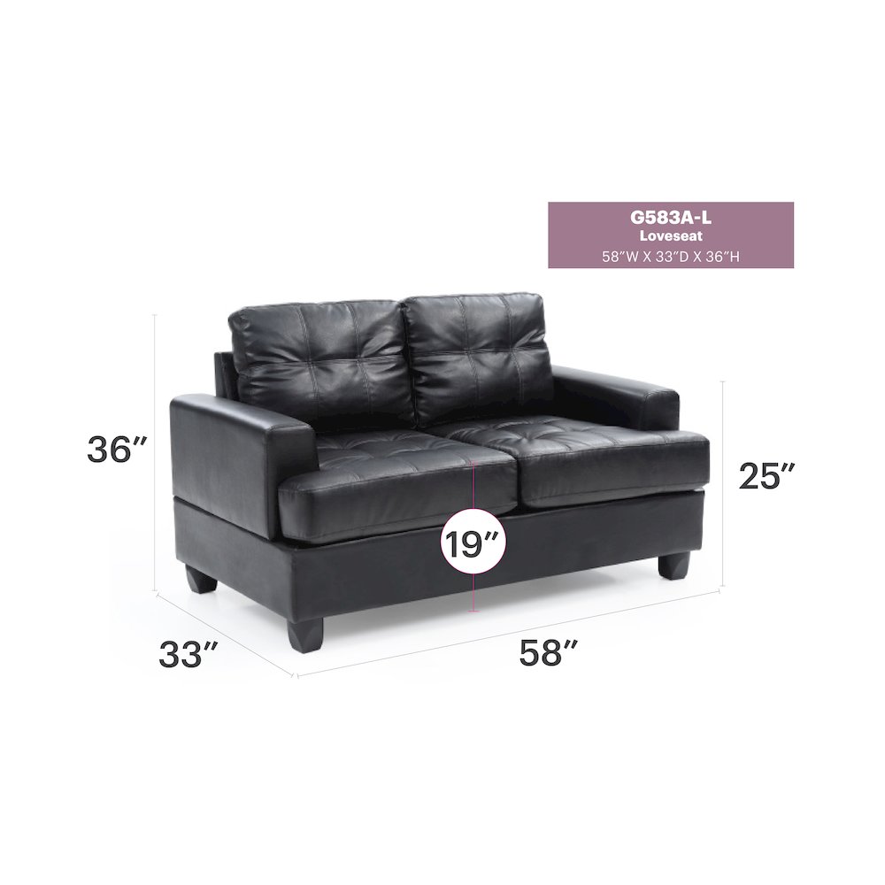 Glory Furniture Sandridge Loveseat in Black Color. Picture 6