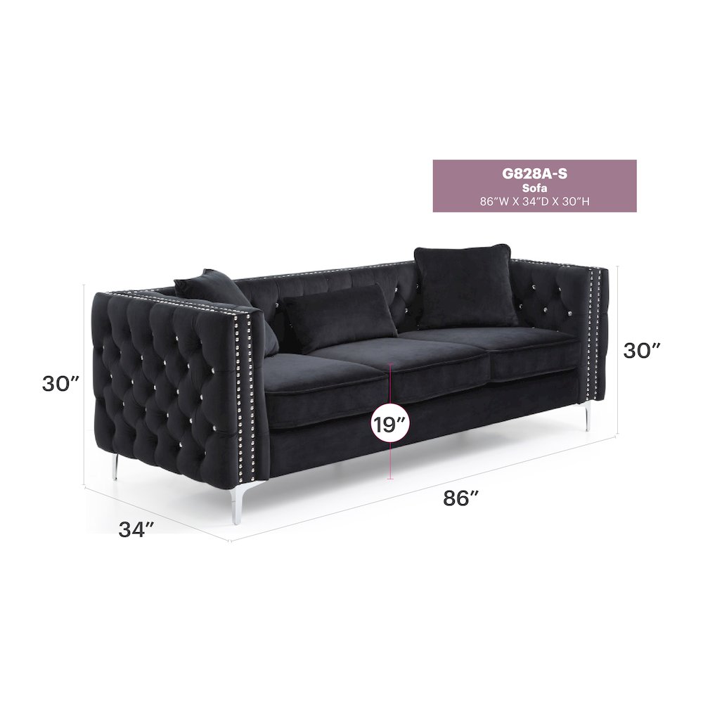 Glory Furniture Paige Sofa in Black Color. Picture 7