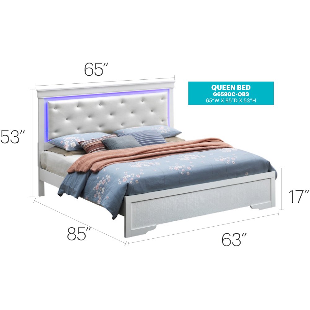 Glory Furniture Lorana Queen Bed in White Color. Picture 4