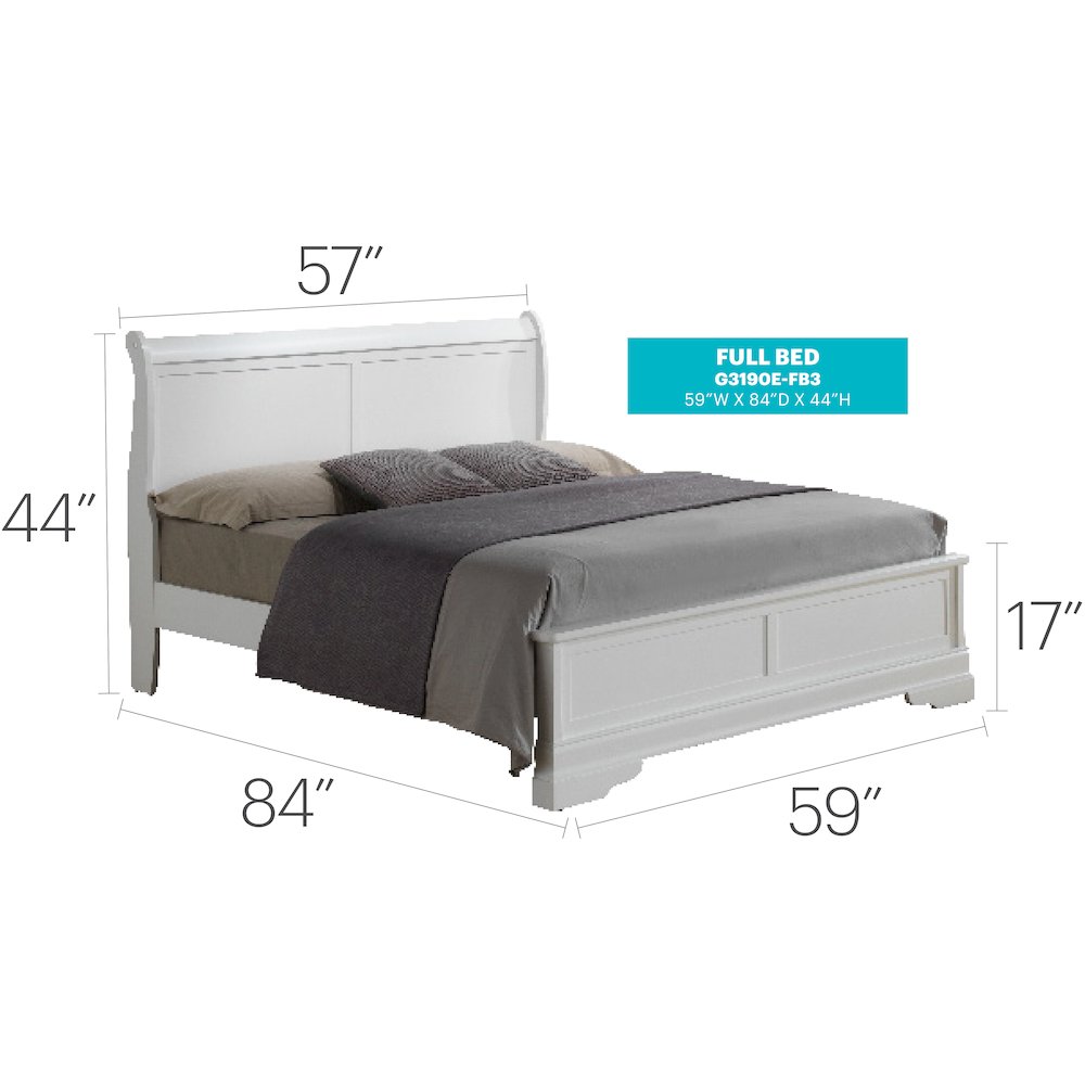 Glory Furniture Louis Phillipe Full Bed in White Color. Picture 3