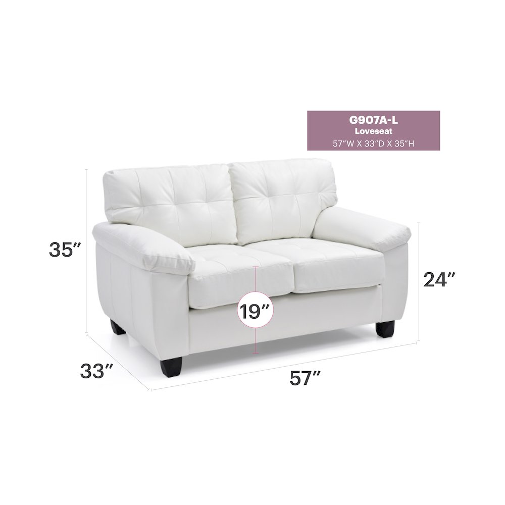 Glory Furniture Gallant Loveseat in White Color. Picture 6