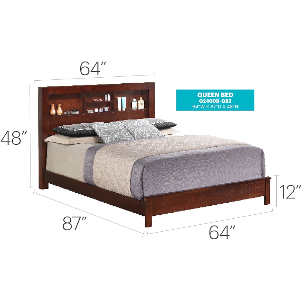 Glory Furniture Burlington Queen Bed in Cherry Color. Picture 7