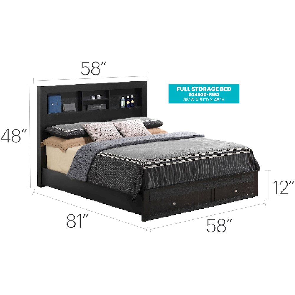 Glory Furniture Burlington Full Storage Bed in Black Color. Picture 4