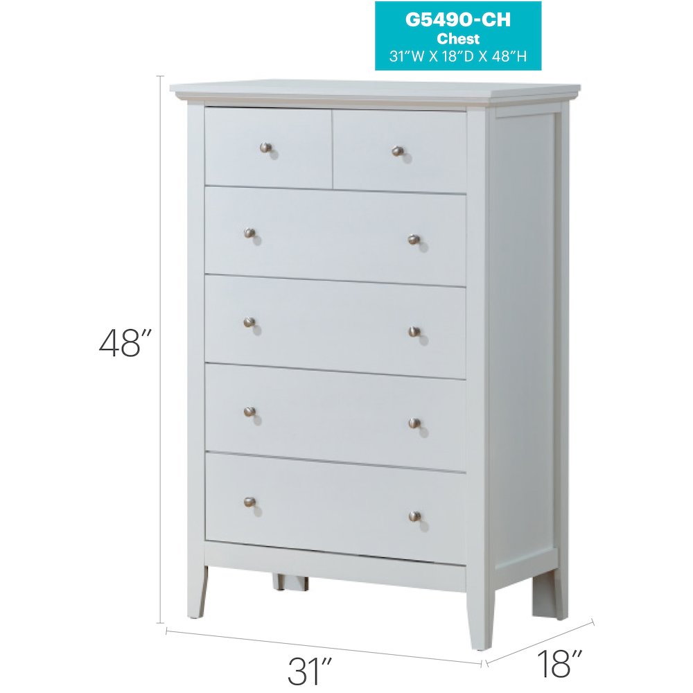 Glory Furniture Hammond Chest in White Color. Picture 8