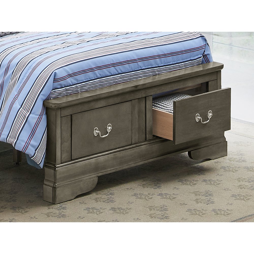 Glory Furniture Louis Phillipe King Storage Bed in Gray Color. Picture 8