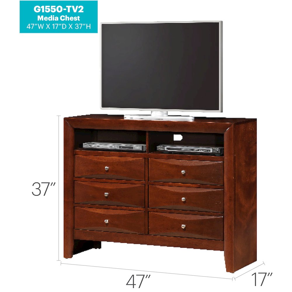 Glory Furniture Marilla Media Chest in Cherry Color. Picture 7
