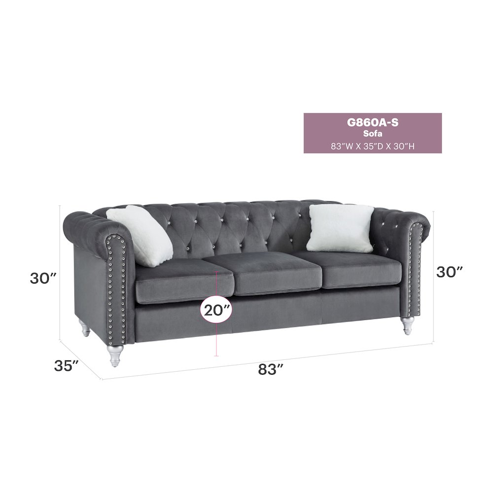 Glory Furniture Raisa Sofa in Gray Color. Picture 6