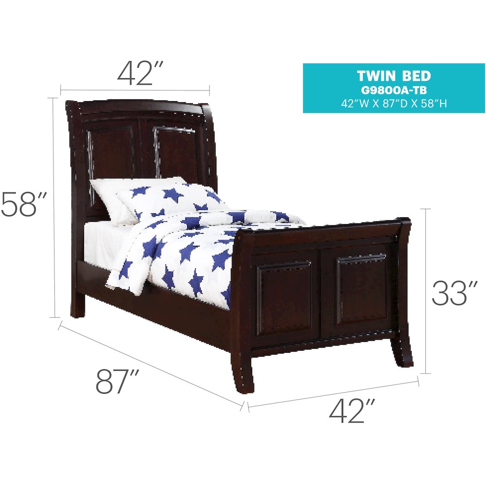 Glory Furniture Ashford Twin Bed in Cappuccino Color. Picture 7