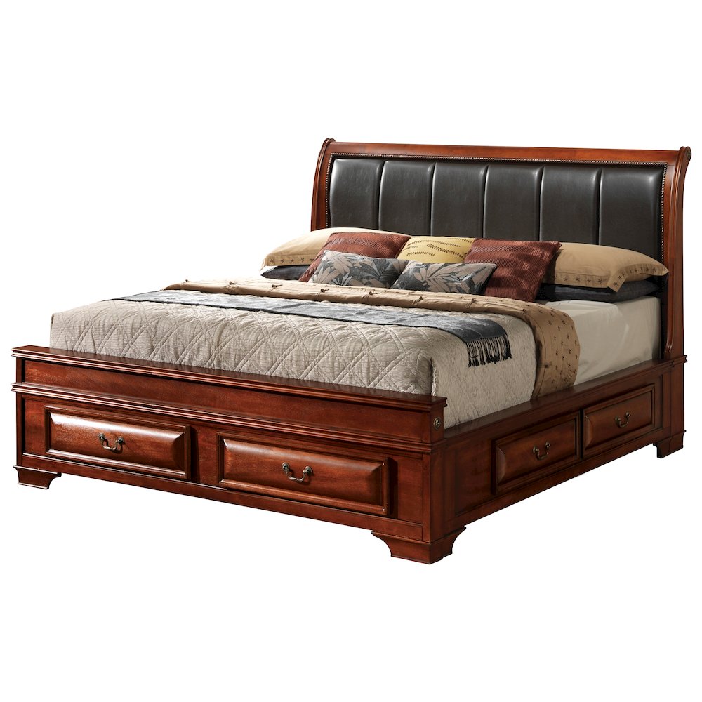 Glory Furniture LaVita Full Storage Bed in Oak Color. Picture 1