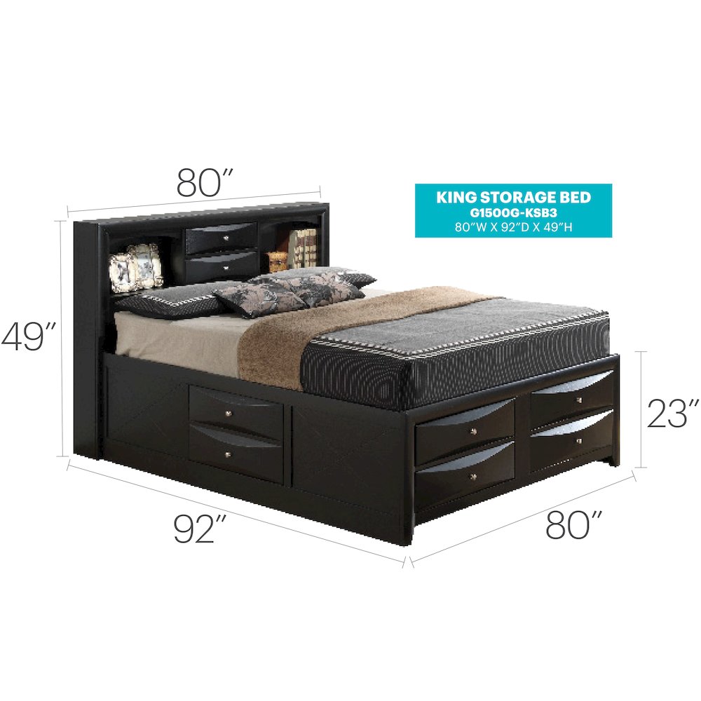 Glory Furniture Marilla King Storage Bed in Black Color. Picture 15