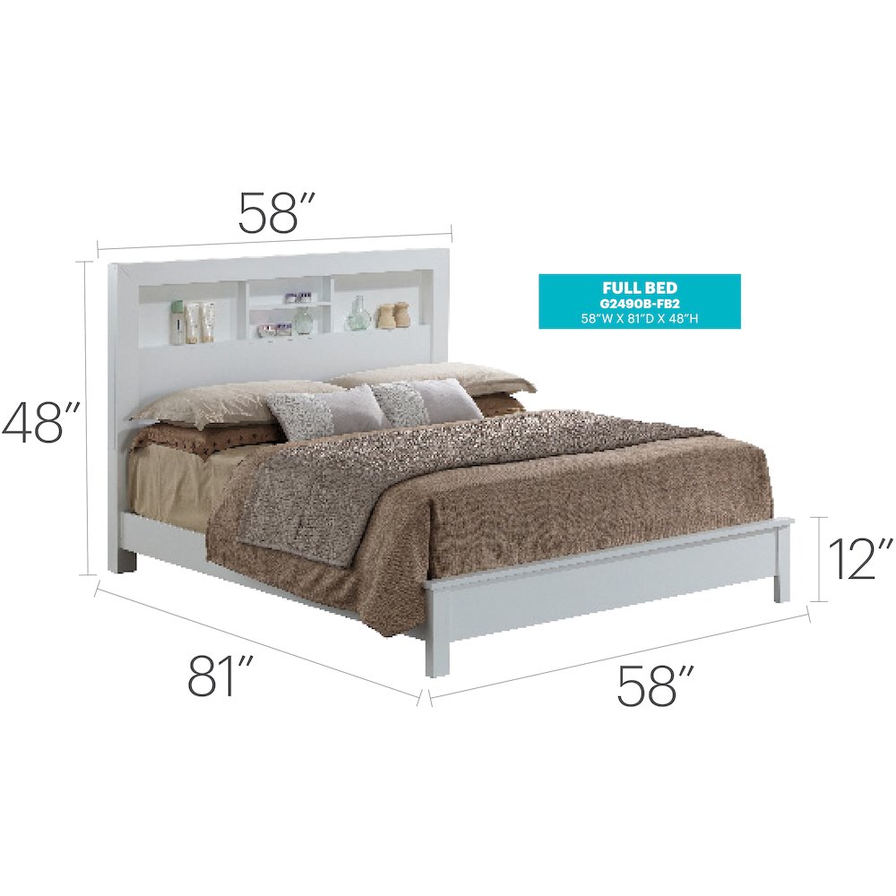 Glory Furniture Burlington Full Bed in White Color. Picture 3