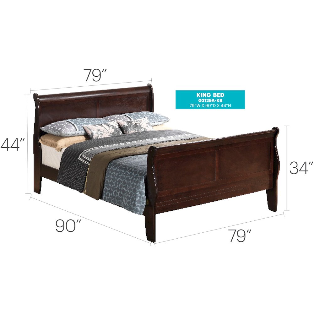 Glory Furniture Louis Phillipe King Bed in Cappuccino Color. Picture 4