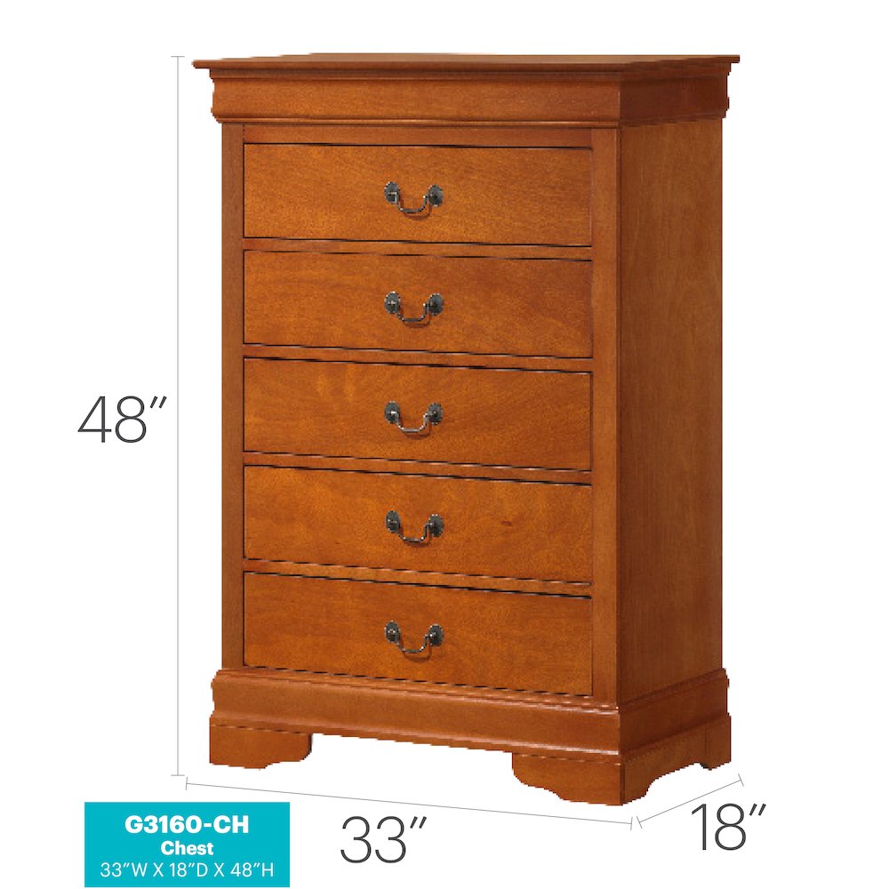 Glory Furniture Louis Phillipe Chest in Oak Color. Picture 8