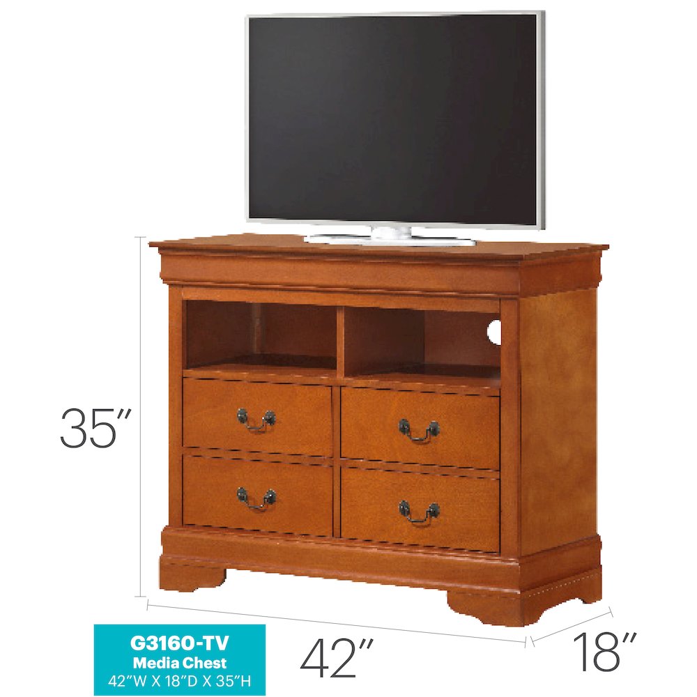 Glory Furniture Louis Phillipe Media Chest in Oak Color. Picture 7