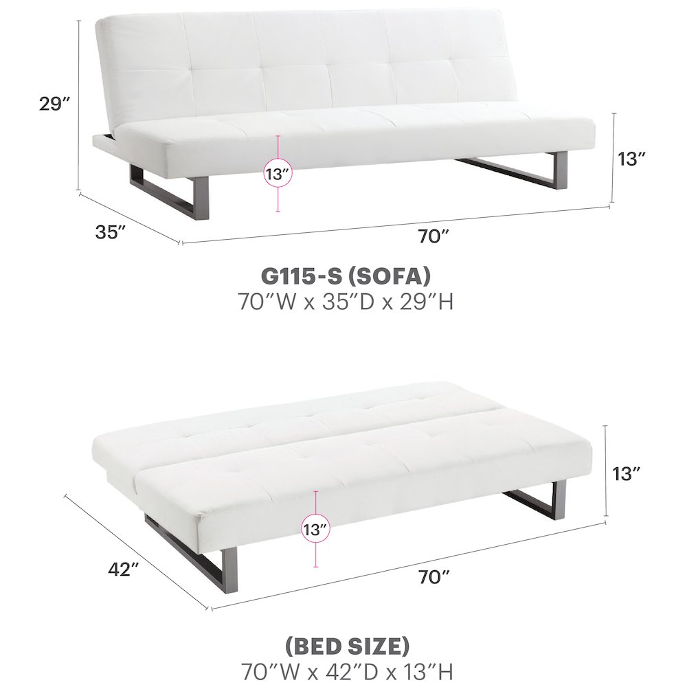 Glory Furniture Chroma Sofa Bed in White Color. Picture 7