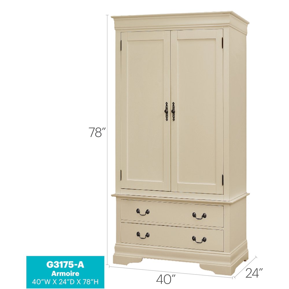 Glory Furniture Louis Phillipe Armoire in Beige Color. Picture 7