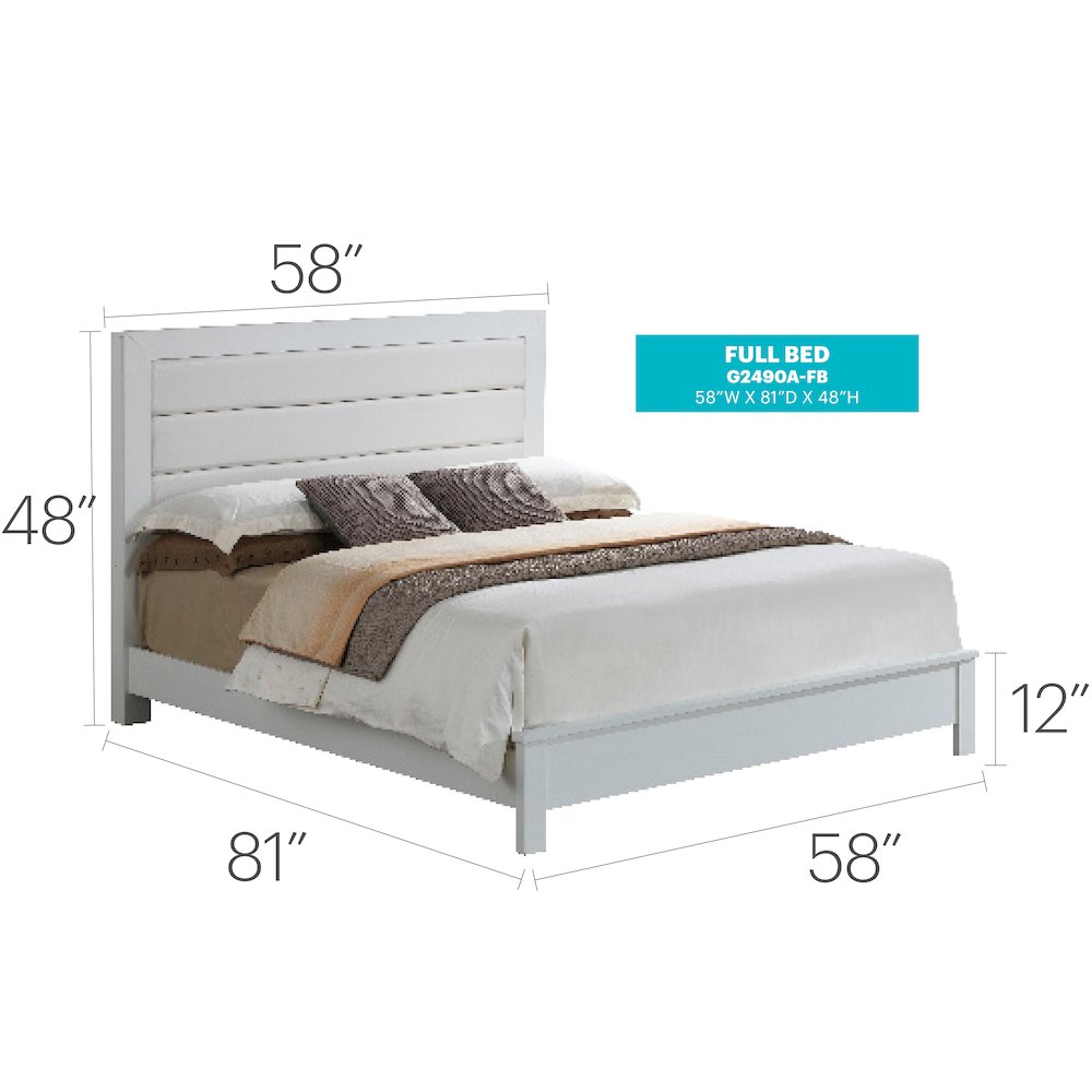 Glory Furniture Burlington Full Bed in White Color. Picture 15