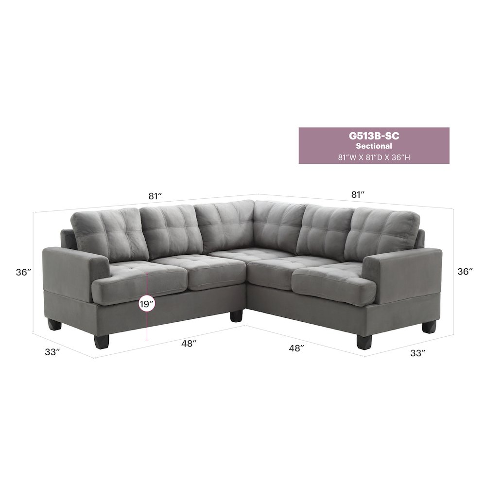 Glory Furniture Sandridge Sectional in Gray Color. Picture 7