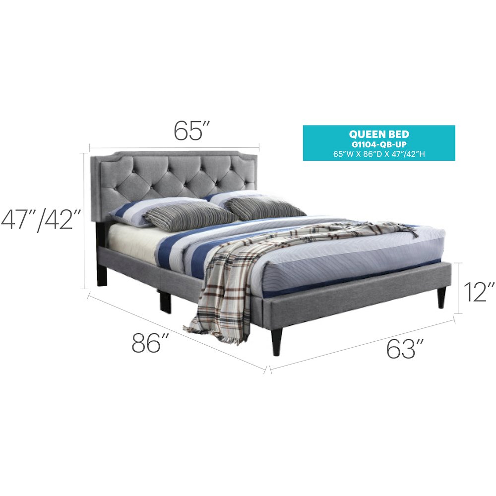 Glory Furniture Deb Queen Bed in Gray Color. Picture 8