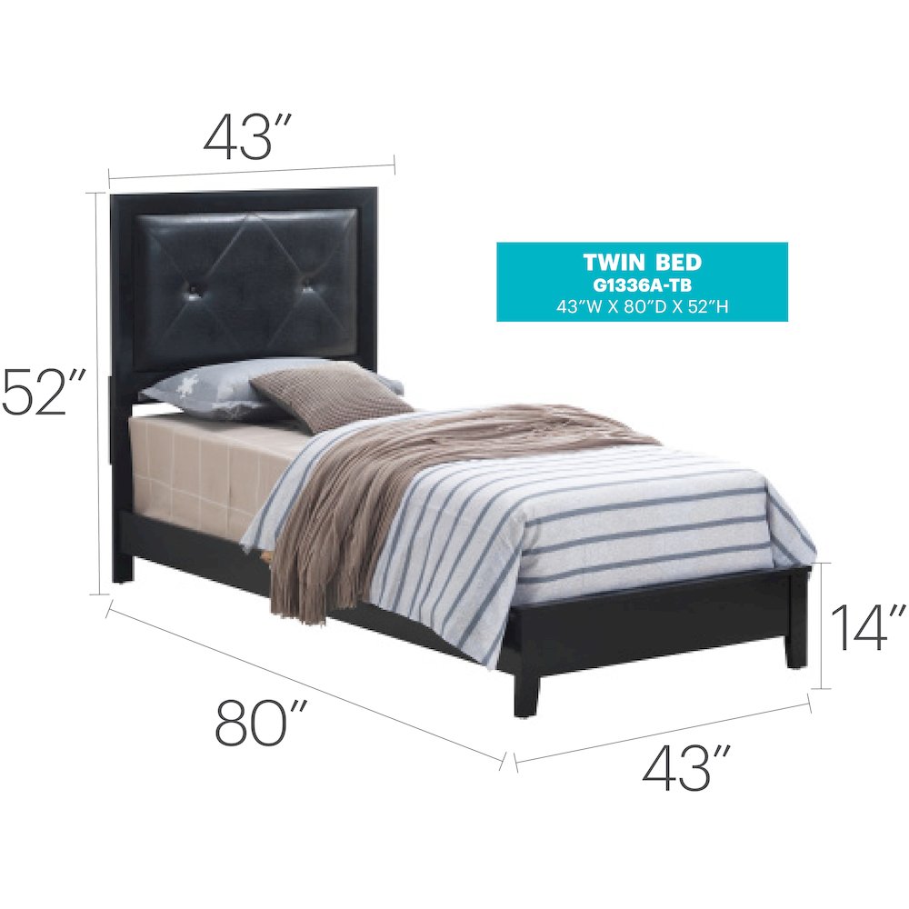 Glory Furniture Primo Twin Bed in Black Color. Picture 7