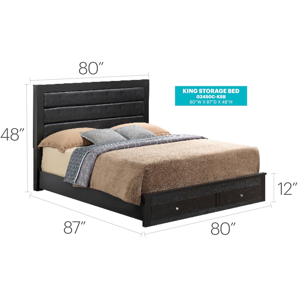 Glory Furniture Burlington King Storage Bed in Black Color. Picture 4