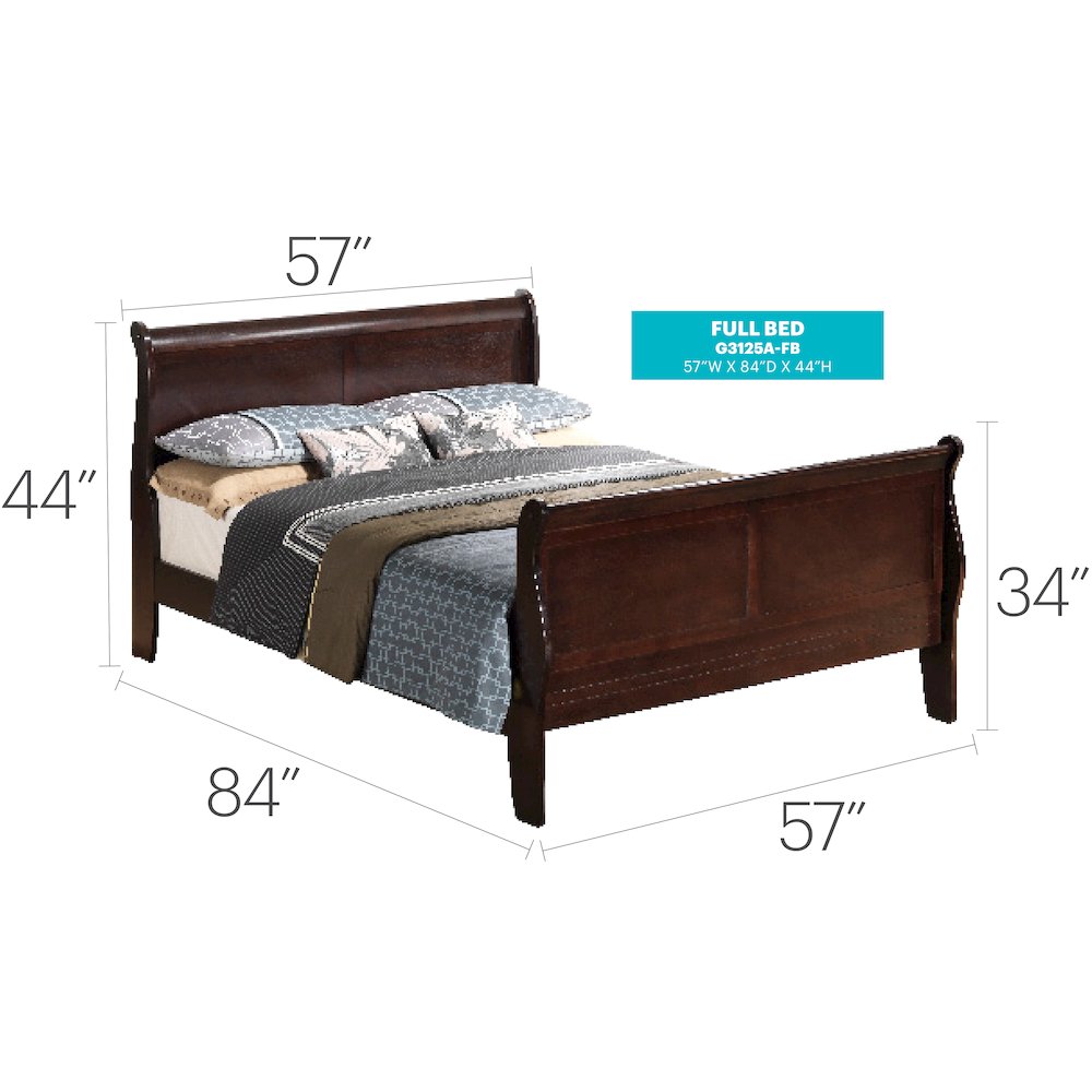 Glory Furniture Louis Phillipe   Full Bed, Cappuccino. Picture 3