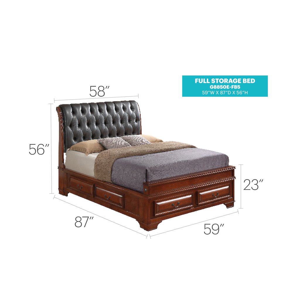 Glory Furniture LaVita Full Storage Bed in Oak Color. Picture 3
