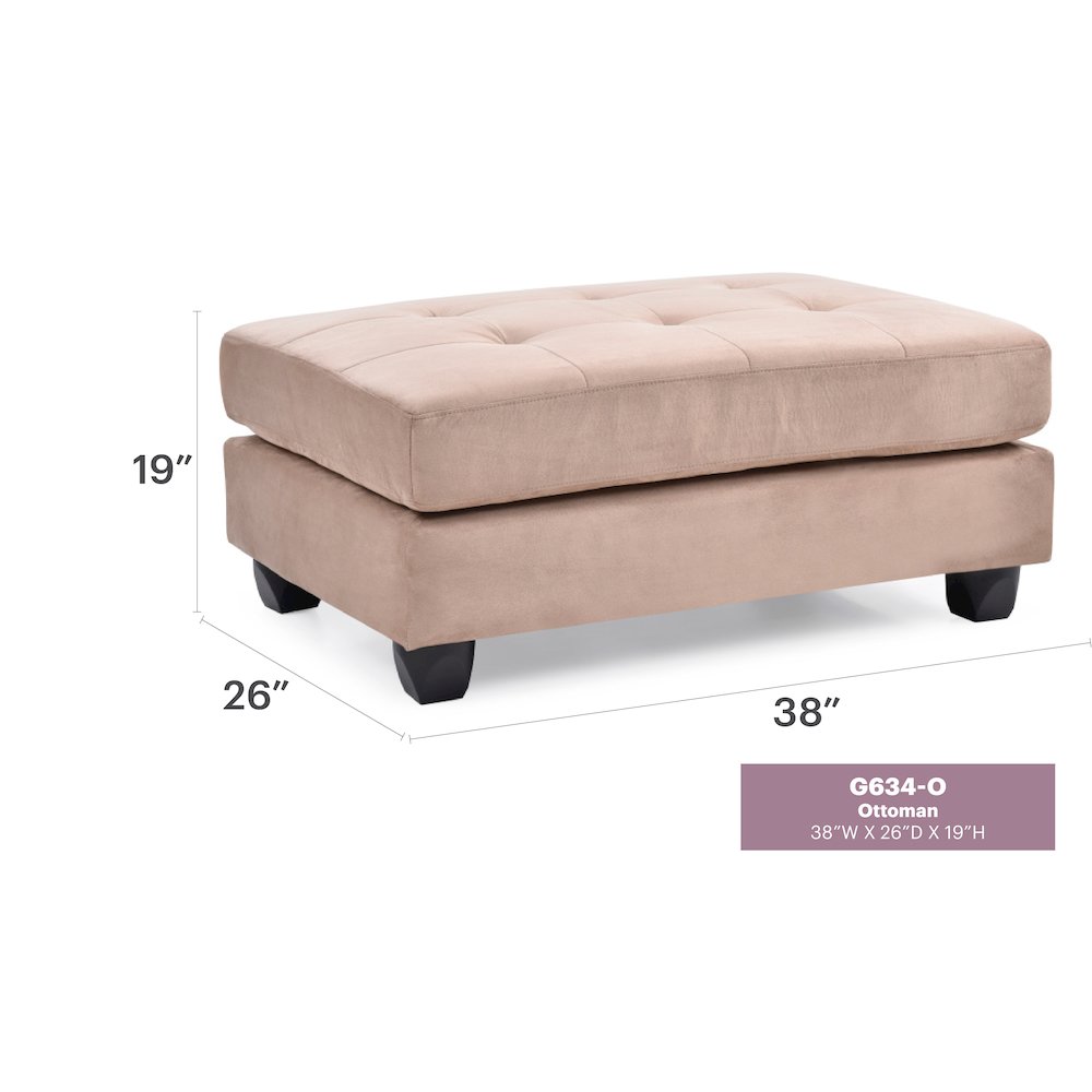 Glory Furniture Malone Ottoman in Mocha Color. Picture 6